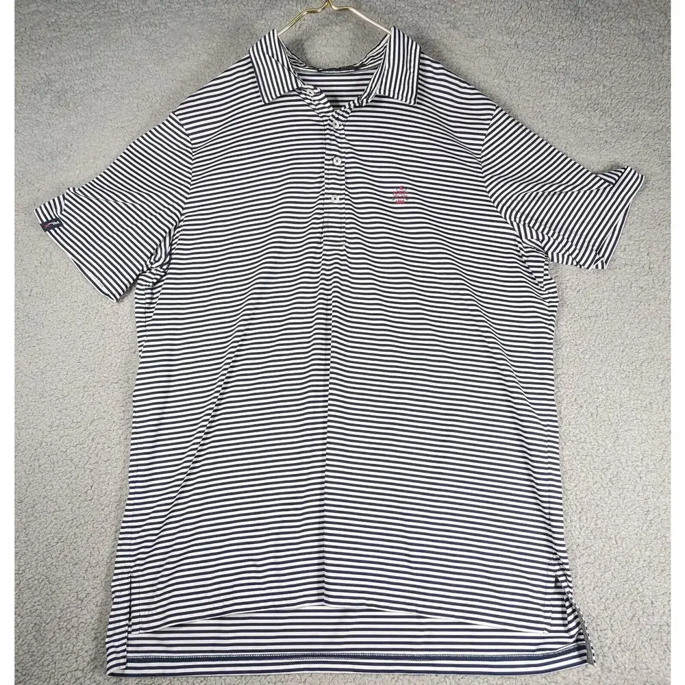 RLX Ralph Lauren Polo Mens Size XL Black White Stripe Golf Shirt